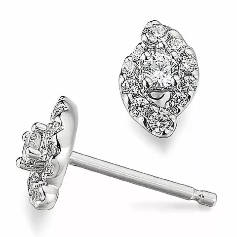 Diamant oorsteker in 14 karaat witgoud met diamanten en diamanten 