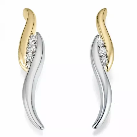 Lange diamant oorbellen in 14 karaat goud en witgoud met diamanten 
