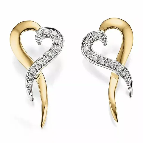 hart diamant oorbellen in 14 karaat goud en witgoud met diamant