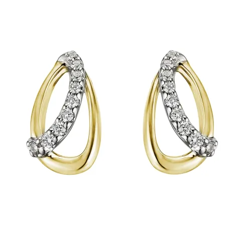 bloem diamant oorbellen in 14 karaat goud en witgoud met diamant 