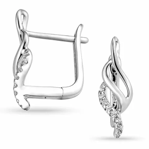 Diamant oorbellen in 14 karaat witgoud met diamanten
