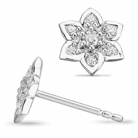 Bloem diamant oorbellen in 14 karaat witgoud met diamanten en diamanten