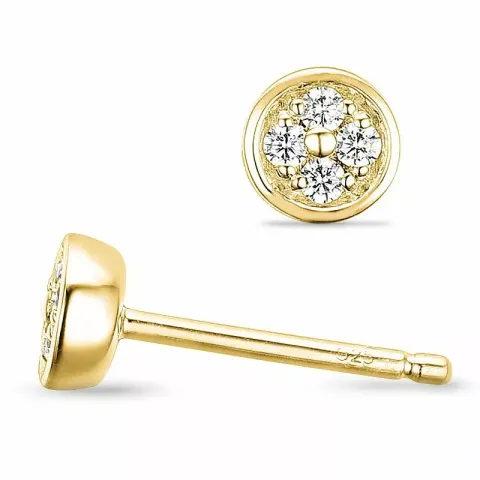 rond diamant oorbellen in 14 karaat goud met diamant