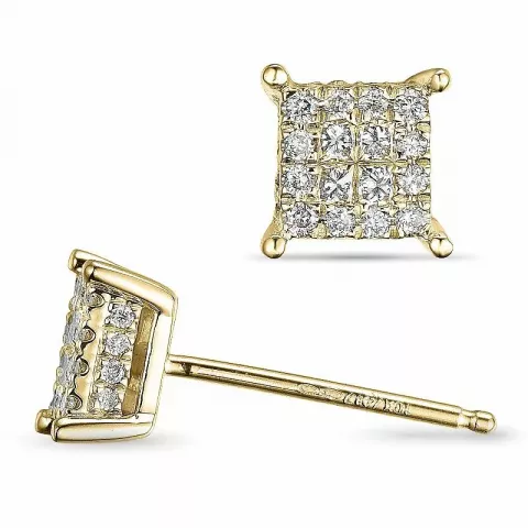 vierkant diamant oorbellen in 14 karaat goud met diamant en diamant 
