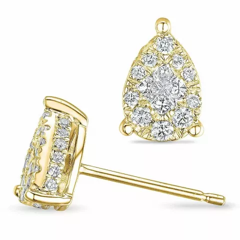 druppel diamant oorbellen in 14 karaat goud met diamant en diamant 
