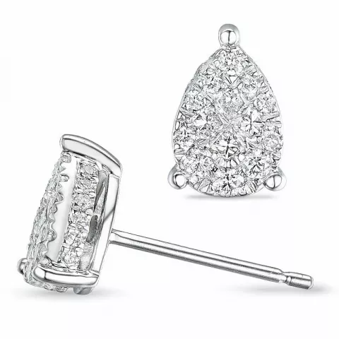 druppel diamant oorbellen in 14 karaat witgoud met diamant en diamant 