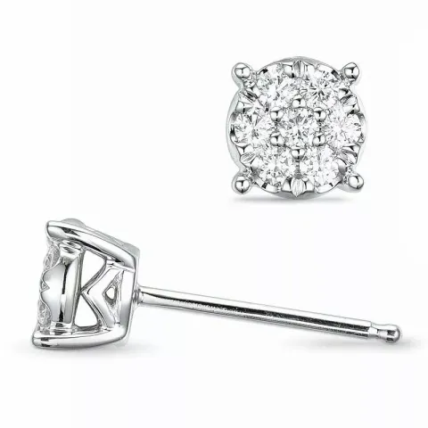 rond diamant oorsteker in 14 karaat witgoud met diamant