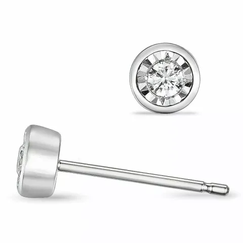 diamant solitaire oorbel in 14 karaat witgoud met diamant