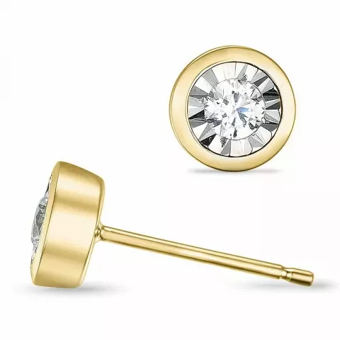 diamant solitaire oorbel in 14 karaat goud en witgoud met diamant 