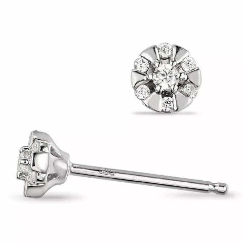 rond diamant oorsteker in 14 karaat witgoud met diamant