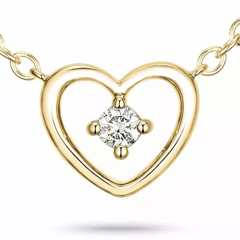 42 cm hart Diamanten hanger met ketting in 14 caraat goud 0,05 ct