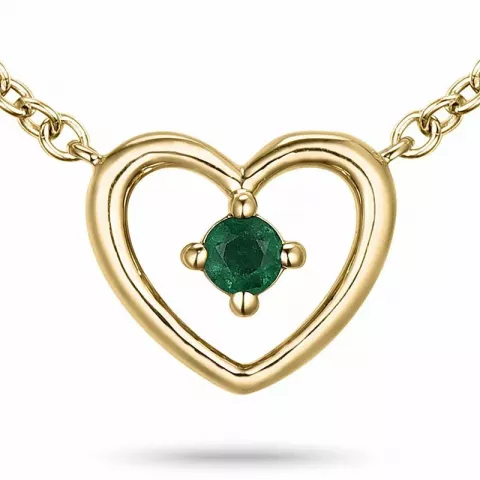 42 cm hart smaragd hanger met ketting in 14 caraat goud 0,06 ct