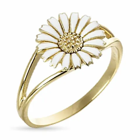 10 mm kranz en ziegler margriet ring in verguld sterlingzilver witte emaille