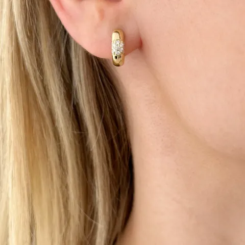 12 mm diamant creool in 14 karaat goud met diamant