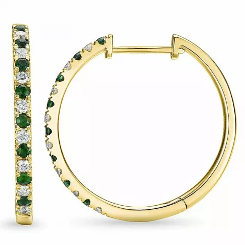 smaragd creool in 14 karaat goud met smaragd en diamant 