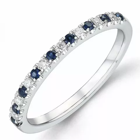 Saffier diamant ring in 14 karaat witgoud 0,19 ct 0,10 ct