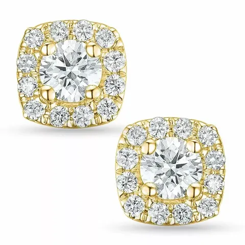 vierkant diamant oorbellen in 14 karaat goud met diamant