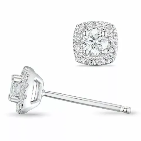 vierkant diamant oorbellen in 14 karaat witgoud met diamant