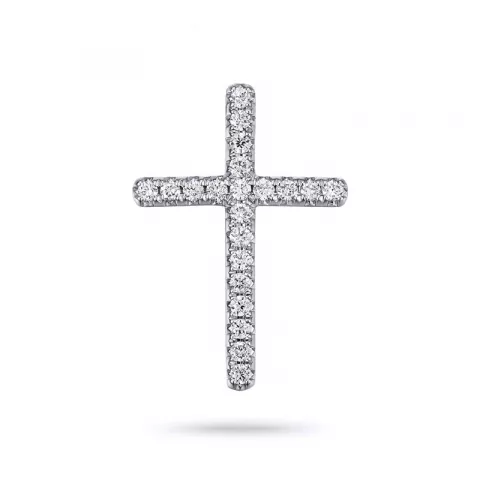 kruis diamanten hanger in 14 caraat witgoud 0,25 ct