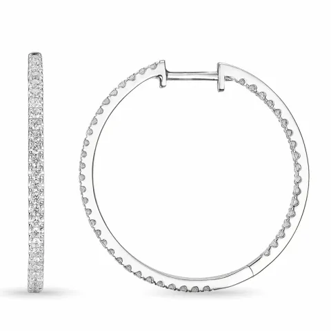 26 mm diamant creool in 14 karaat witgoud met diamant 