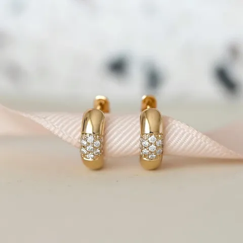 12 mm diamant creool in 14 karaat goud met diamant