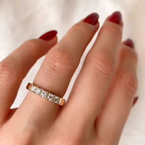 krachtige mémoire ring in 14 karaat goud 5 x 0,10 ct