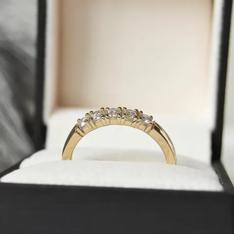 krachtige mémoire ring in 14 karaat goud 5 x 0,10 ct