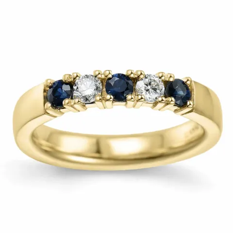 krachtige blauwe saffier mémoire ring in 14 karaat goud 2 x 0,10 ct 0,40 ct