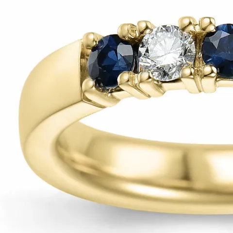 krachtige blauwe saffier mémoire ring in 14 karaat goud 2 x 0,10 ct 0,40 ct