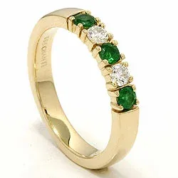 krachtige smaragd mémoire ring in 14 karaat goud 2 x 0,10 ct