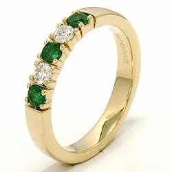 krachtige smaragd mémoire ring in 14 karaat goud 2 x 0,10 ct