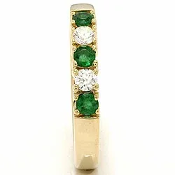 krachtige smaragd mémoire ring in 14 karaat goud 2 x 0,10 ct