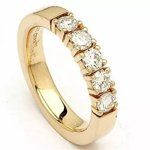 diamant mémoire ring in 14 karaat goud 5 x 0,20 ct