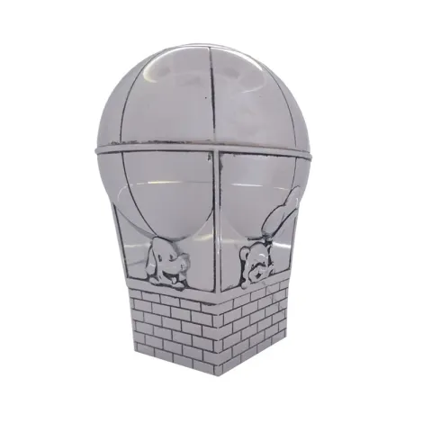 Geboortegeschenken: luchtballon spaarpot in verchroomd model: 152-86290