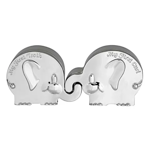 Geboortegeschenken: olifant eerste tand-haarlok in verchroomd model: 154-83138