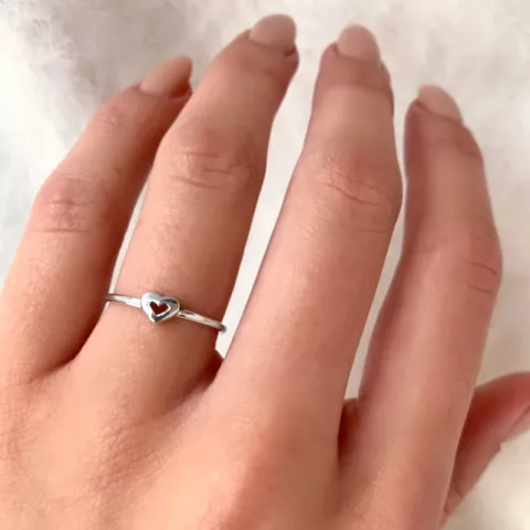 Glanzend Simple Rings hart ring in zilver