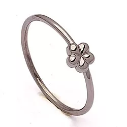 Simple rings bloem ring in zwart gerhodineerd zilver