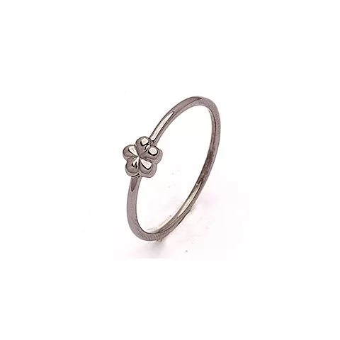Simple rings bloem ring in zwart gerhodineerd zilver