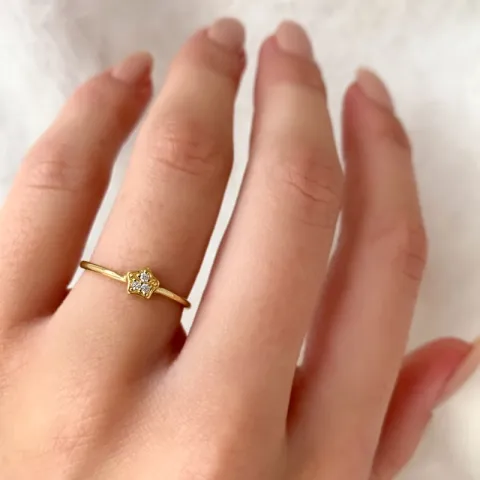 Simple Rings ster ring in verguld sterlingzilver witte zirkonen