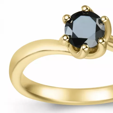 elegant zwart diamant solitaire ring in 9 karaat goud 0,52 ct