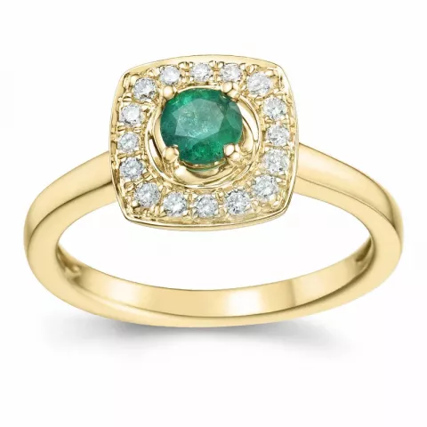 vierkant smaragd diamant ring in 14 karaat goud 0,35 ct 0,192 ct