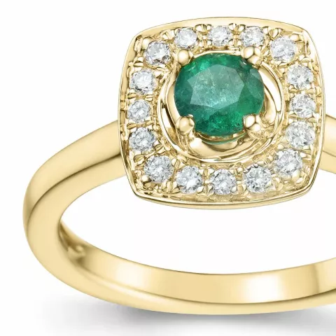 vierkant smaragd diamant ring in 14 karaat goud 0,35 ct 0,192 ct