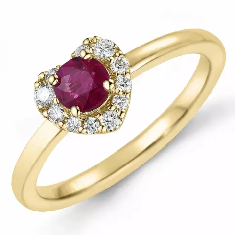 hart robijn diamant ring in 14 karaat goud 0,45 ct 0,159 ct