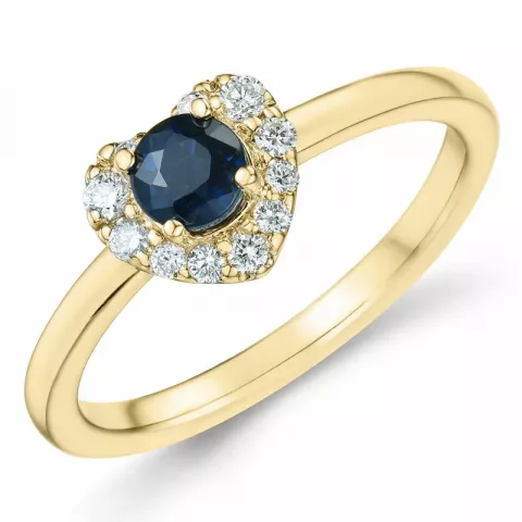 hart saffier diamant ring in 14 karaat goud 0,45 ct 0,159 ct