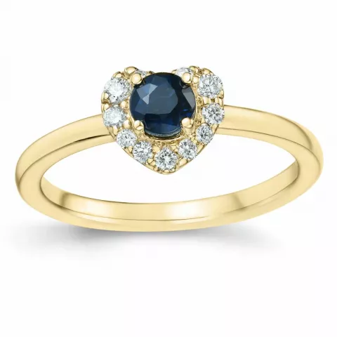 hart saffier diamant ring in 14 karaat goud 0,45 ct 0,159 ct