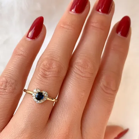 hart saffier diamant ring in 14 karaat goud 0,45 ct 0,159 ct