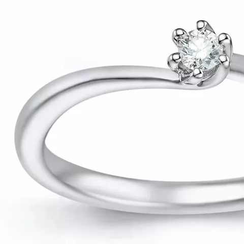 diamant solitaire ring in 14 karaat witgoud 0,051 ct
