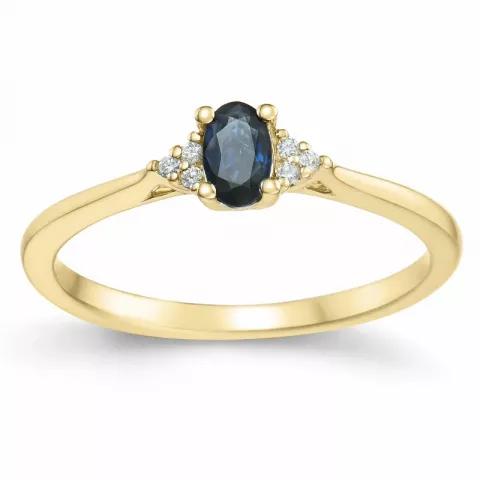 saffier diamant ring in 14 karaat goud 0,35 ct 0,03 ct