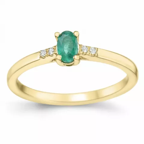 smaragd briljant ring in 14 karaat goud 0,25 ct 0,02 ct