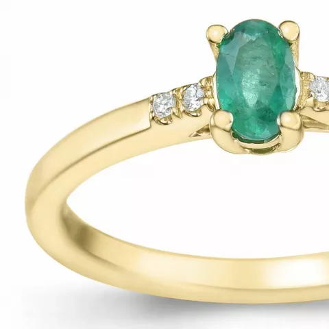 smaragd briljant ring in 14 karaat goud 0,25 ct 0,02 ct